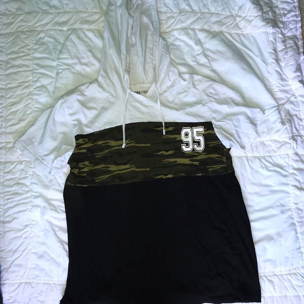 short sleeve shirt with hood